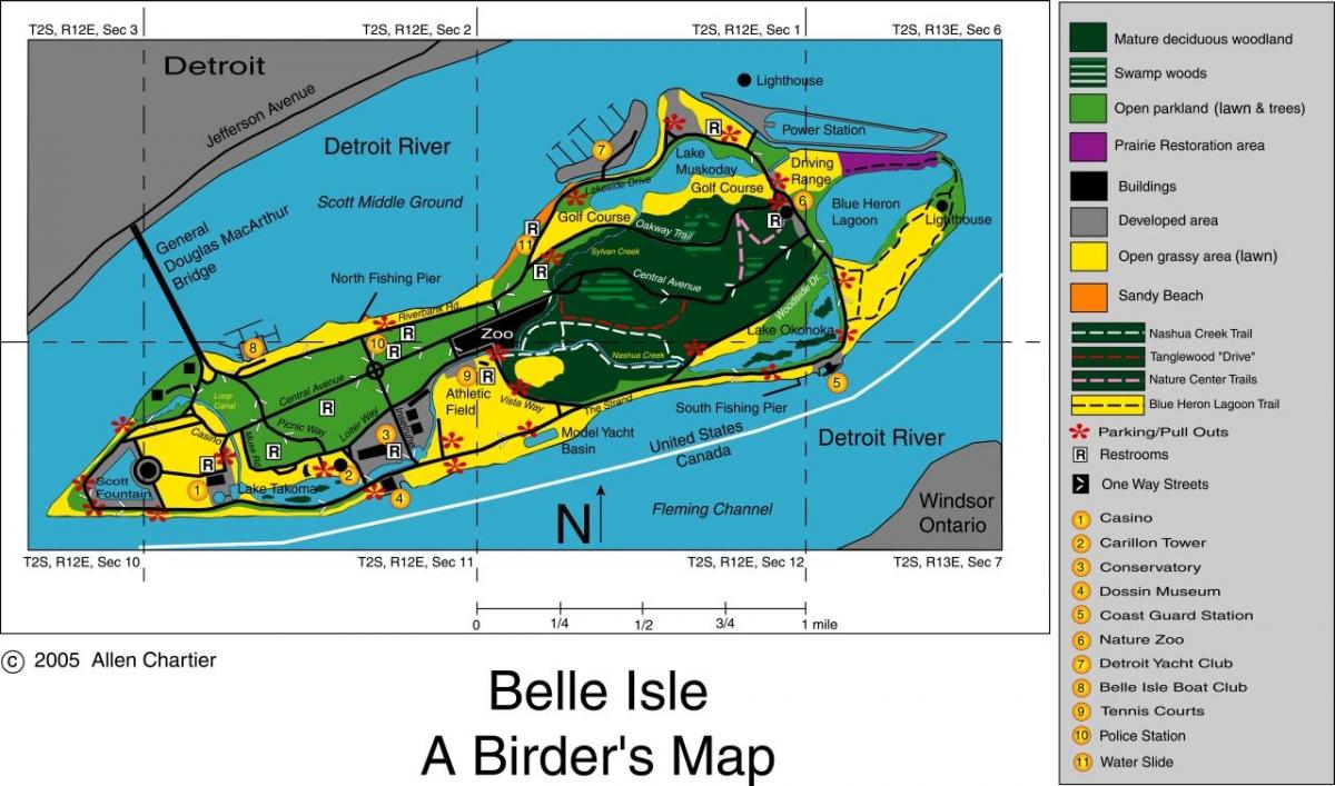 kaart van Belle-Eiland Detroit