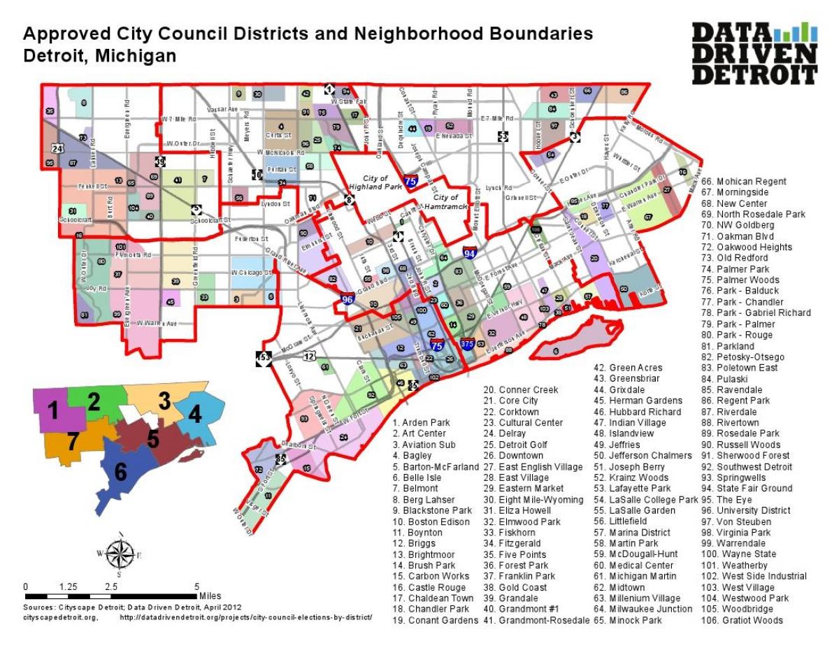 distrik Detroit kaart