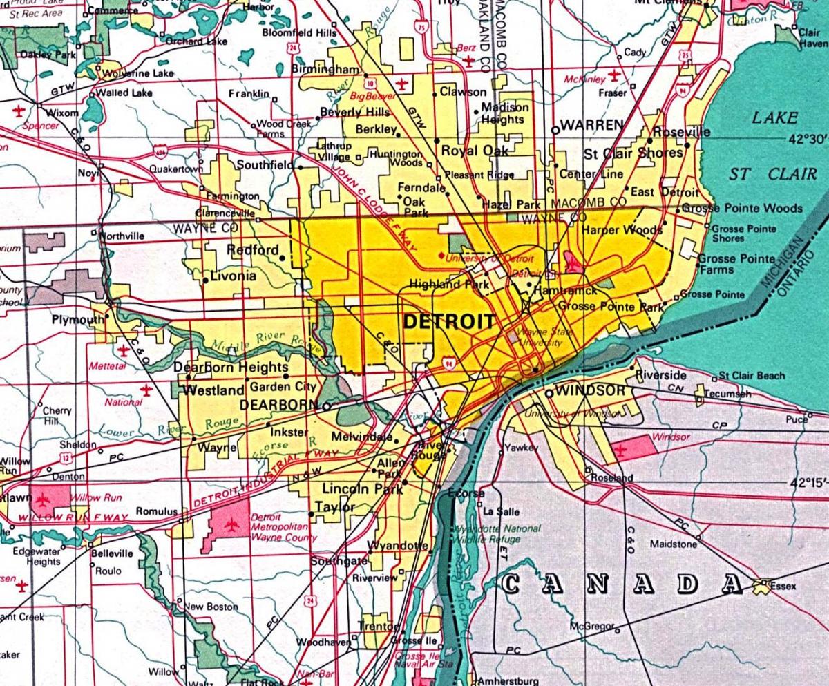 kaart Detroit