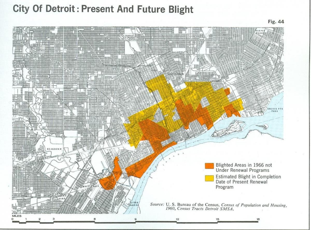 kaart van Detroit roes