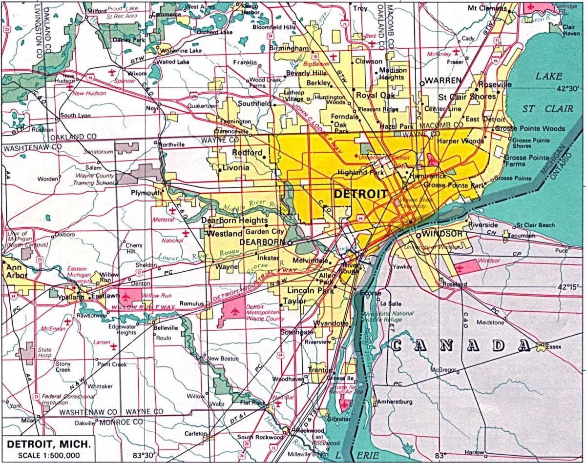 kaart van Detroit voorstede
