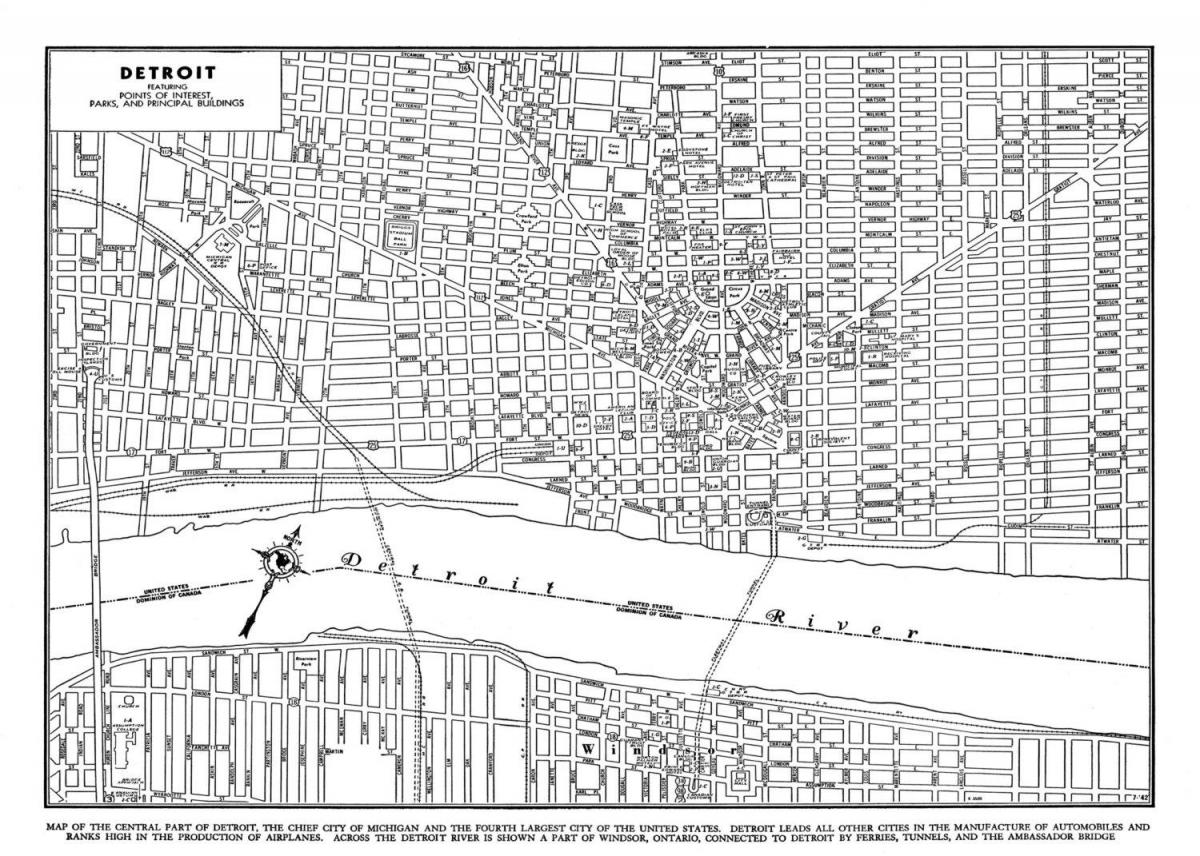 Detroit Stad straat kaart