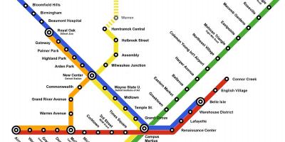 Kaart van die Metro Detroit