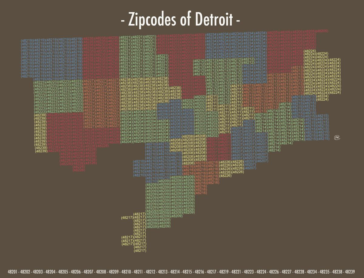 zip-kode kaart Detroit